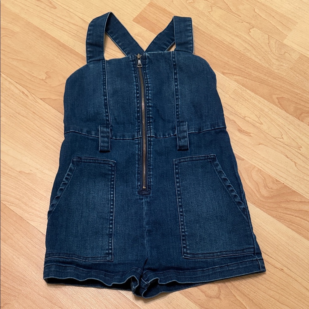 Bardot Girls Dark Blue Denim Zip Romper